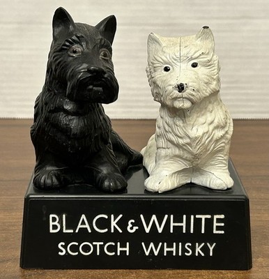 Rare vintage BLACK & WHITE Scotch whisky advertising dog figures made in England