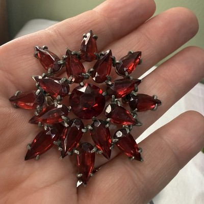 Huge Red Pendant Or Brooch Vintage MCM Estate Sale Find Gorgeous 2 Inches