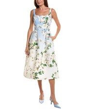Oscar De La Renta Cherry Blossom Faille Silk-Lined Midi Dress Women's White 10