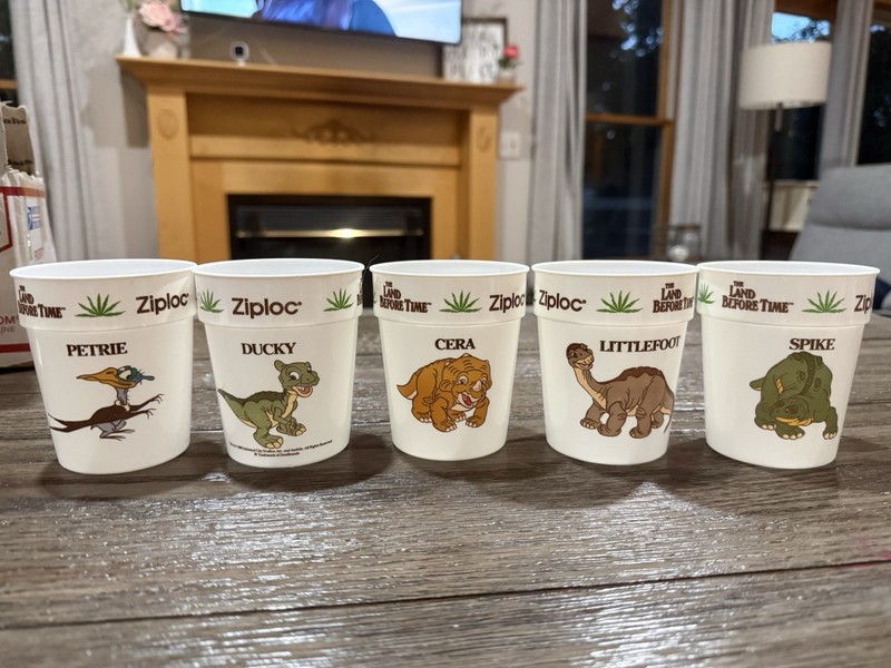 Ziploc The Land Before Time Character Mugs Set of 5: Petrie Ducky Cera etc