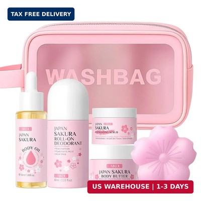 LAIKOU Body Care - Skin Care Set - Japan Sakura Body Scrub, Body Butter, Body Oi