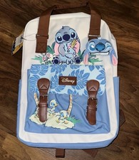 Disney Stitch Full Size Backpack With Plush Charm Blue White Bioworld NEW W/Tags