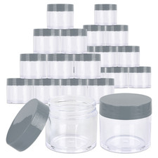 24 Pieces 30G/30ML Round Clear Cosmetic Sample Jars Container Gray Lids BPA Free