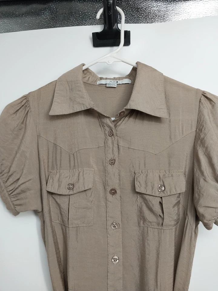 Vestido XXI Marrón Cinturón Botones Talla Pequeña S/P Foto 2 de 4