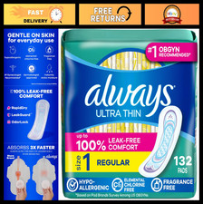 Ultra Thin Regular Pads, Size 1, 132 Count 3 Packs of 44 - Comfort  Protectio
