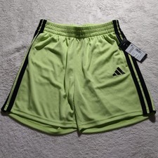 Adidas Boys Shorts ESS Mid Thigh 3 Stripes Size Large 14/16 Lime Green AH10401