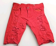 Smoke Rise Red Distressed Mens Shorts Size 36