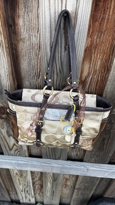 COACH Brown & Gold Patchwork Shopper Tote Bag Purse FO6Q-10388 Y2K