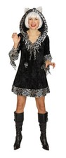 Kätzchen Kleid mit Kapuze Gr.36-50 Katze Damen Kostüm Tierkostüm Fasching