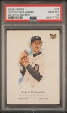 Graded 2006 Topps Allen & Ginter Justin Verlander #74 RC Card PSA 10