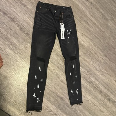 Purple Brand Black Paint Splatter Distressed Slim Skinny Jeans