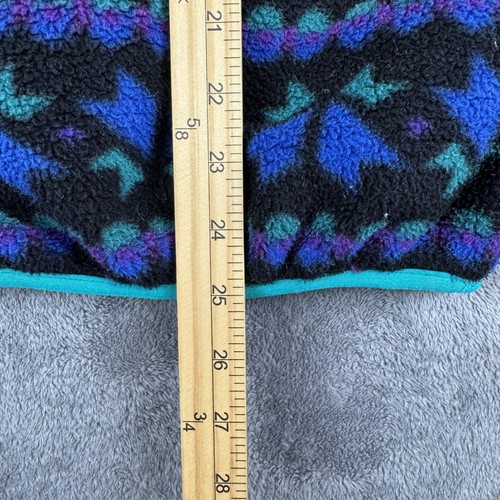 Vintage L.L.Bean Pullover Kids XL Black Aztec T Snap Neck Fleece Made USA 90s - Picture 6 of 8