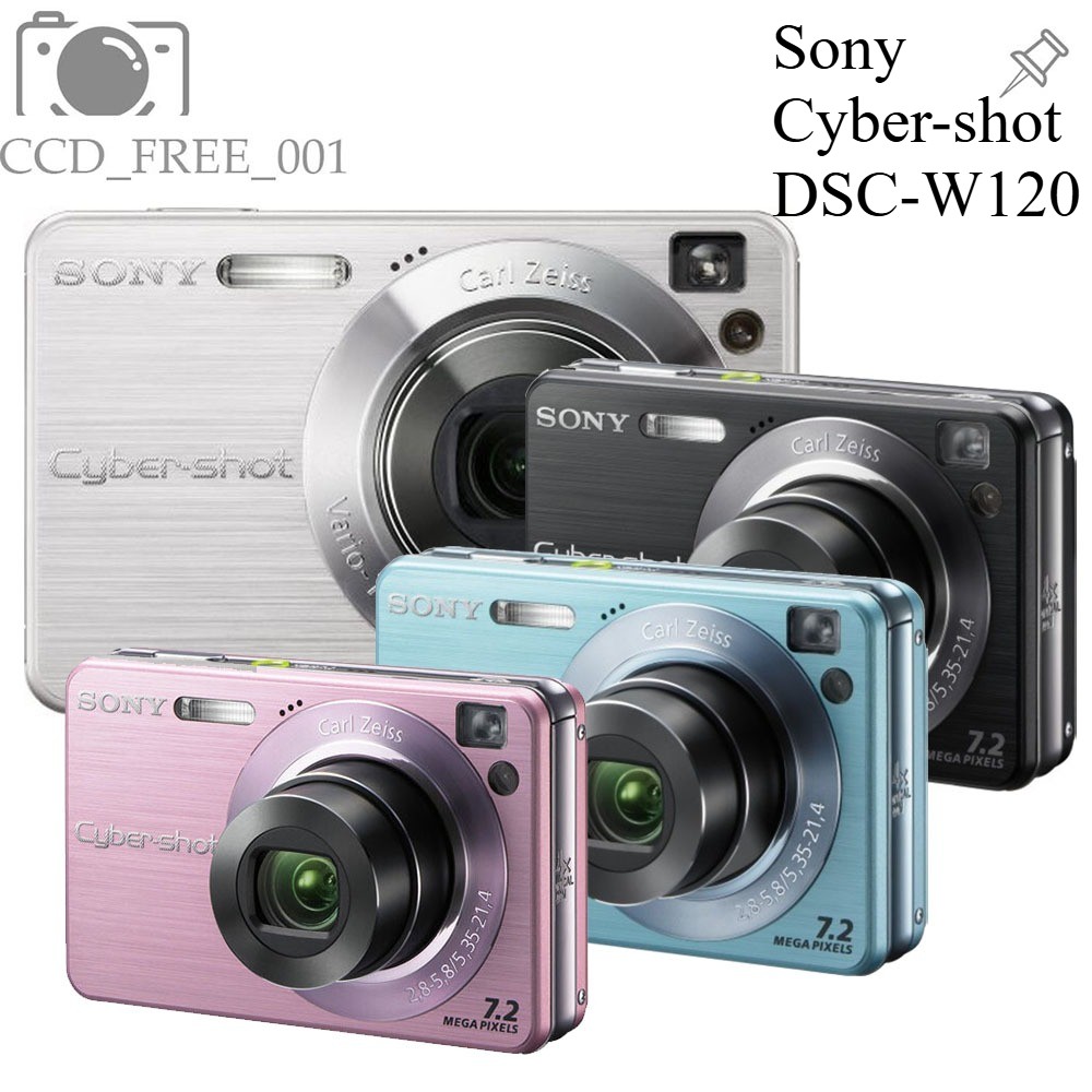 Sony Cybershot DSC-W120 7.2 MP Digital Camera Black/Blue/Silver 4x