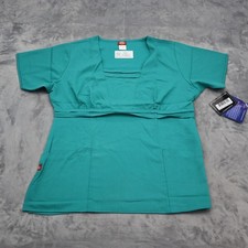 Dickies Shirt Womens L Blue Top Medical Uniform 2 Pockets Short Sleeve Easy Care