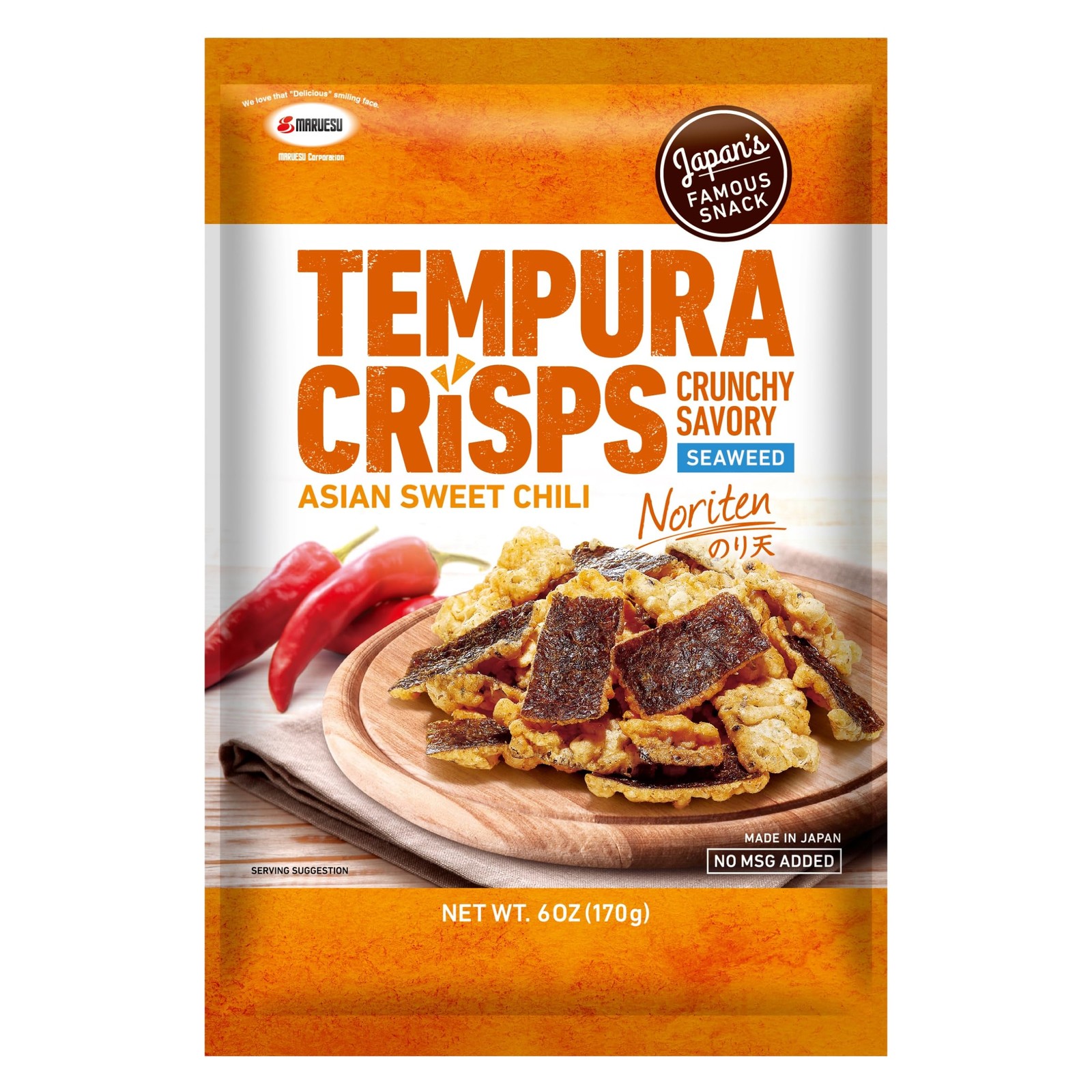 Maruesu Tempura Seaweed Crisps Asian Sweet Chili Noriten Jap