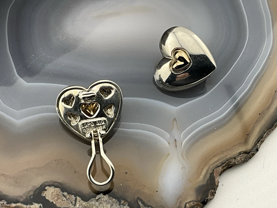 JOSEPH ESPOSITO Sterling Silver And 14K Yellow Gold Heart Shape Clip On Earrings - Image 2 of 4