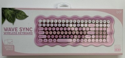 iJoy Wave Sync Wireless Keyboard Pink Retro Design Battery Powered USB Receiver