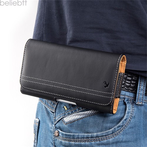 Mens Large Horizontal Universal Leather Cell Phone Case Cover Pouch Holster Belt - Picture 20 of 21