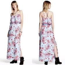 Princess Vera Wang Women’s Size XS Blue Floral Print Side Slits Maxi Dress