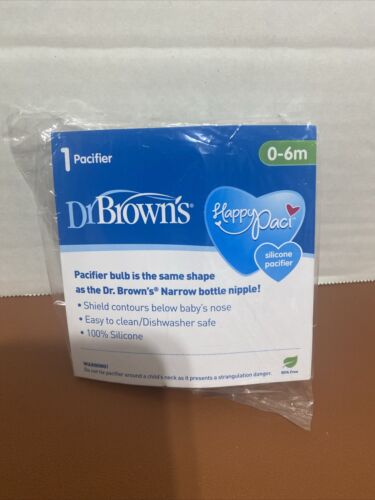 Dr. Brown's HappyPaci 100% Silicone Pacifier 0-6m, BPA Free, White, Blue, Light