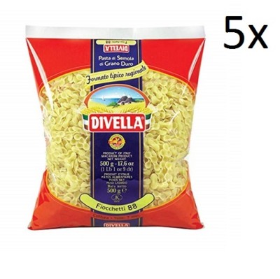 5x Pasta Divella 100% Italienisch N° 88 Fiocchetti 500 gr