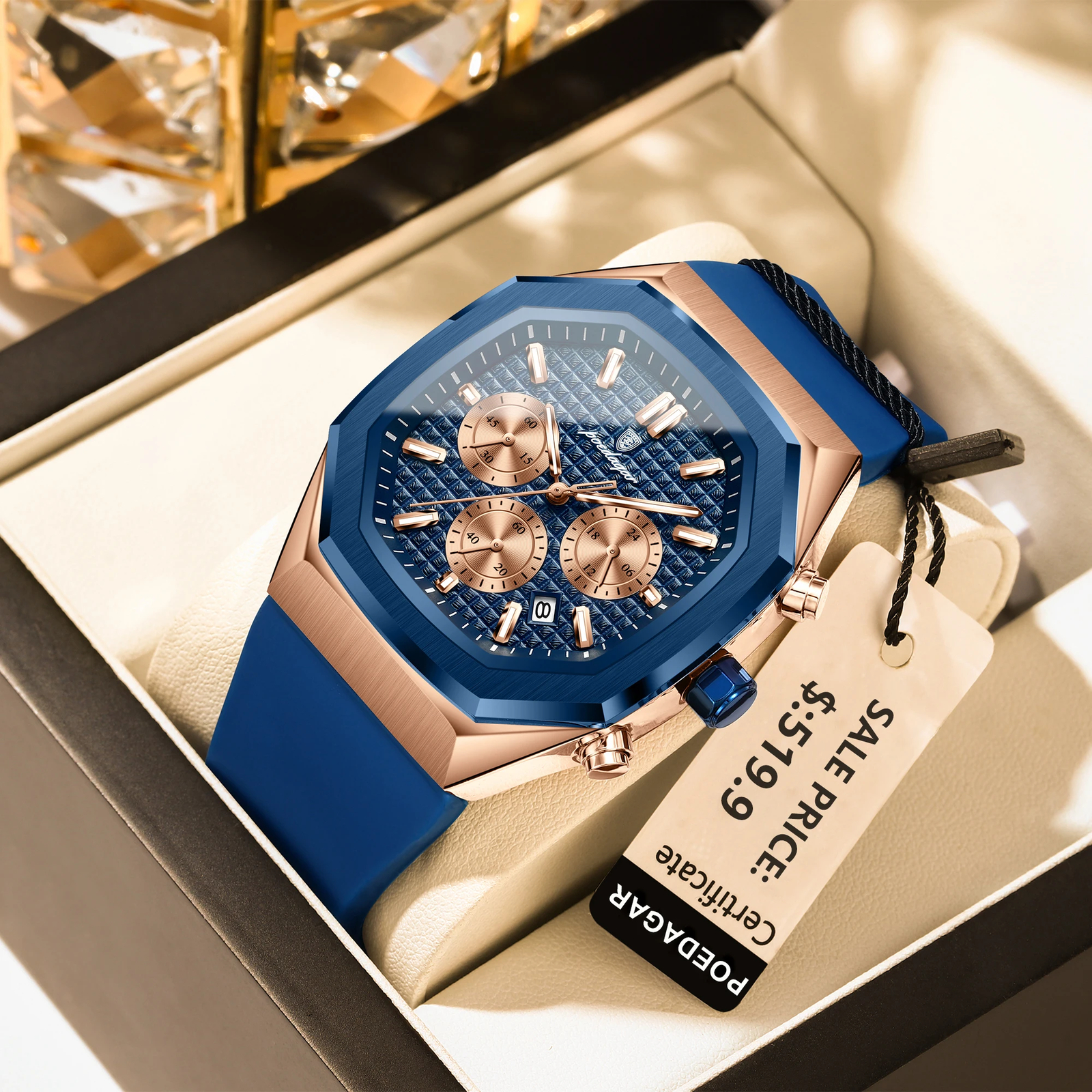 Montre étanche pour homme avec chronographe actif et cadran sport chic Sh