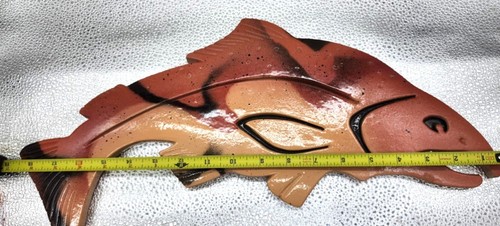 Handcrafted Ceramic Pottery Salmon Fish Wall Art 18" x 9" Unique Home Decor - Picture 5 of 5