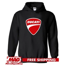 DUCATI BLACK HOODIE 2C Logo Motorcycle Racing Sport Rally Bike Sweatshirt Moto