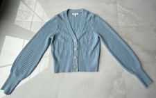 280 INTERMIX blue wool cardigan with bling crystal buttons sz S