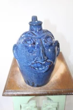 vicki miller face jug , pottery, folk art 8''x5''