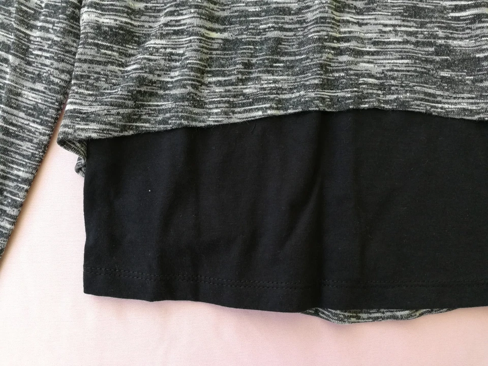 女童纱染粗纺球衣长袖身体全衬里上衣 - Xhilaration BLK M — 第 3/4 张图片