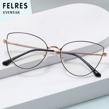 Metal Cat Eye Blue Light Blocking Eyeglasses For Women Clear Lens Glasses Frames