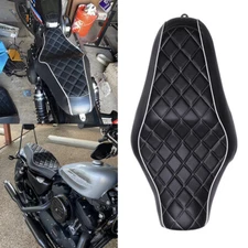 Black Rhombus Driver Passenger Two Up Seat For Harley Sportster XL Iron 1200 883