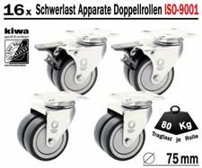 Schwerlast Doppelrollen Transport Lenk Rollen 16x Ø 75mm Br-Le BS-Rollen Germany