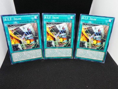 Yugioh Playset 3x B.E.F. ZELOS MACR DE062/ Common/ Near Mint/ Deutsch