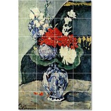 Paul Cezanne Flower Painting Ceramic Tile Mural PT22208. 32 x 48 (24) 8x8 tiles