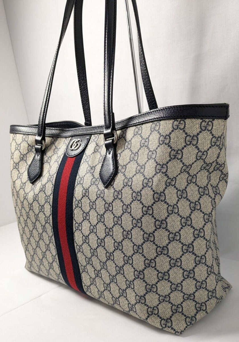 GUCCI 631685 525040 Navy Tote Bag One Shoulder Bag GG Medium