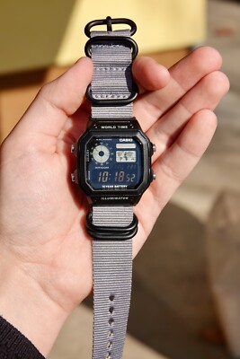 Casio Custom Hydro Mod Royale AE1200 Storm Royale 22mm  watch Black Screen