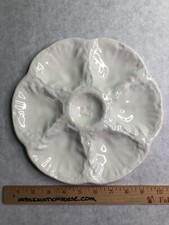 Mid 20th Century French Gien White Oyster Plate France Exquisite No Issues