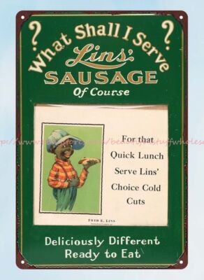 LIN'S SAUSAGE metal tin sign advertising wall home tavern
