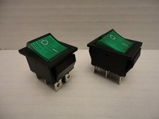 2 Pcs Lot Pack KCD4 16A 250V AC 20A 125V Green Light Rocker Boat Switch 6 Pins