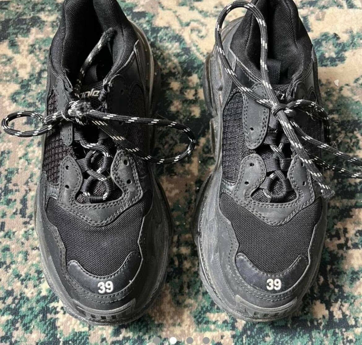 Balenciaga Trainers Shoes triple S black size 39 (6) UK