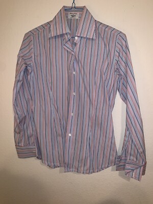 GERLIN ITALIAN Office SHIRT $395 Women s Shirt Top Size S Blue Pink Striped