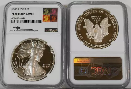 1988-S $1 1 oz. Proof American Silver Eagle NGC PF 70 UC Mercanti Warhol Reagan