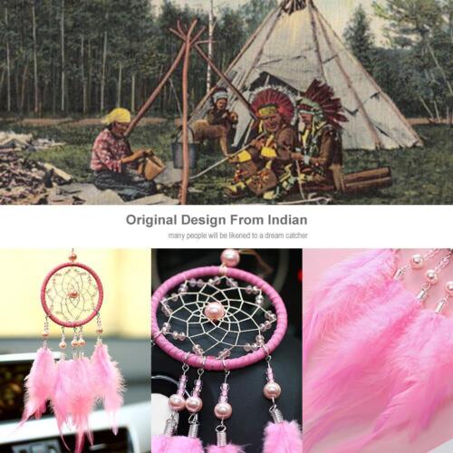 Handmade Dream Catcher with Feather Wall Car Home Hanging Decor White - Afbeelding 1 van 10