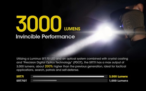 NITECORE SRT7i 3000 Lumen Long Throw Rechargeable Flashlight - Picture 2 of 11