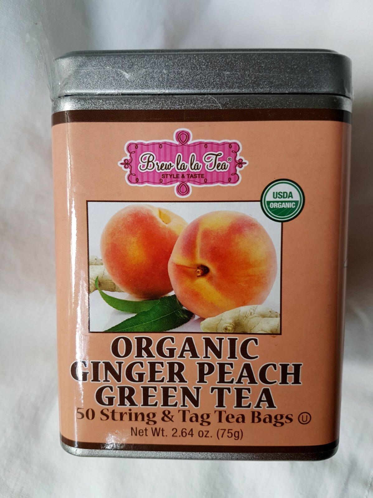 Tin Ginger Peach Perfect For Art Crafts Storage Metal Tin Only