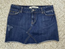 Gap Women's Distressed Blue Denim Jean Skirt Actual Measurement 32x14