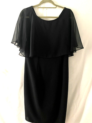 After Dark Black Gothic Dress Sheer Over Shoulders Midi Lined Witchy Whimsy