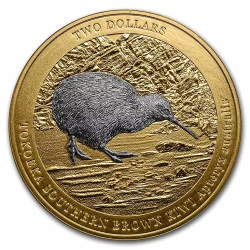 Neuseeland - 2023 - 2 OZ Kiwi Proof Münze - Black Proof Tokoeka Kiwi